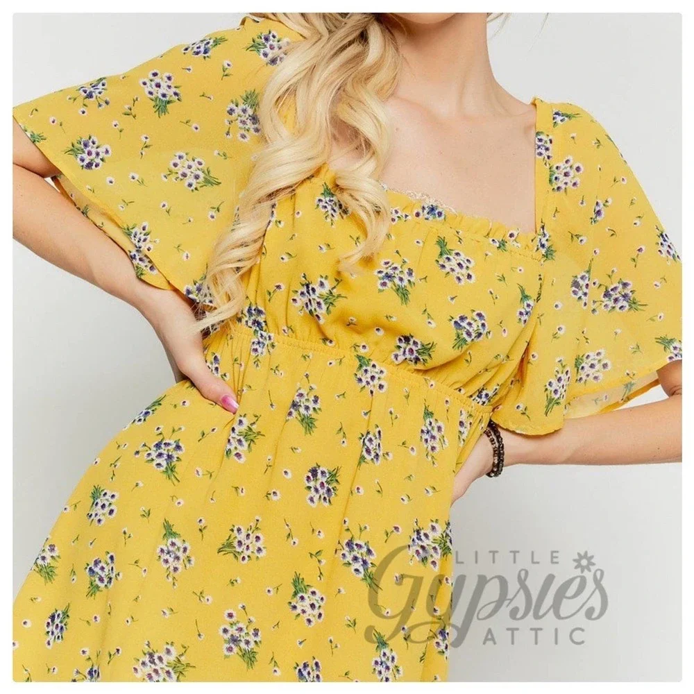 Little Purple Flowers Sunshine Babydoll Dress - Picture 7 of 8